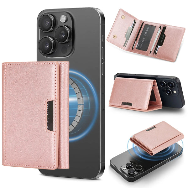 Magnetic Cards Slots Bag For Samsung iphone 16 15 14 13 12 11 Xiaomi Google Phone Kickstand Cards Holder for All Smartphones