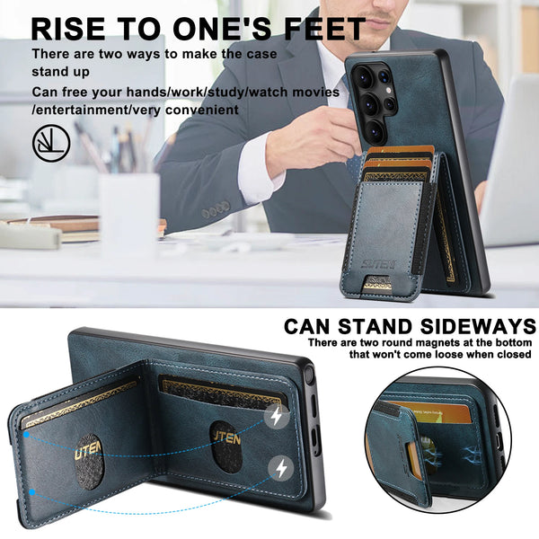 SUTENI Card Holder Phone Case Luxury Faux Leather Stand For Samsung S26 Ultra S25 Plus S24 S23 S22 Note20