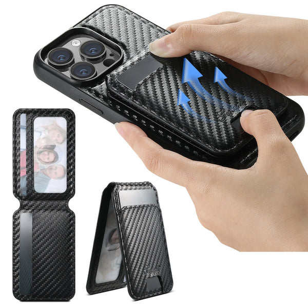 Carbon Fiber Leather 2-in-1 Magnetic Phone Case Card Holder Wallet MagSafe Wireless charging for iPhone 17ProMax 16Plus 15 14 13