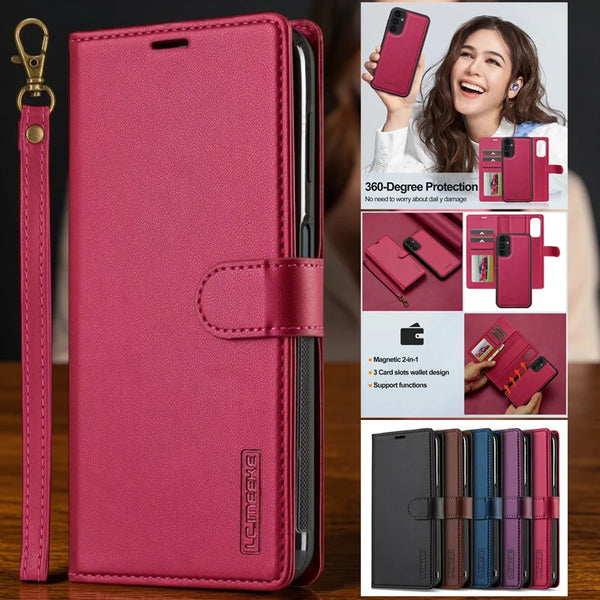 Magnetic Flip Leather Phone Case for Samsung Galaxy A17 5G A37 A57 A56 A36 A16 A55 A35 A15 A54 A14 S26 S25 FE Wallet Cards Cover