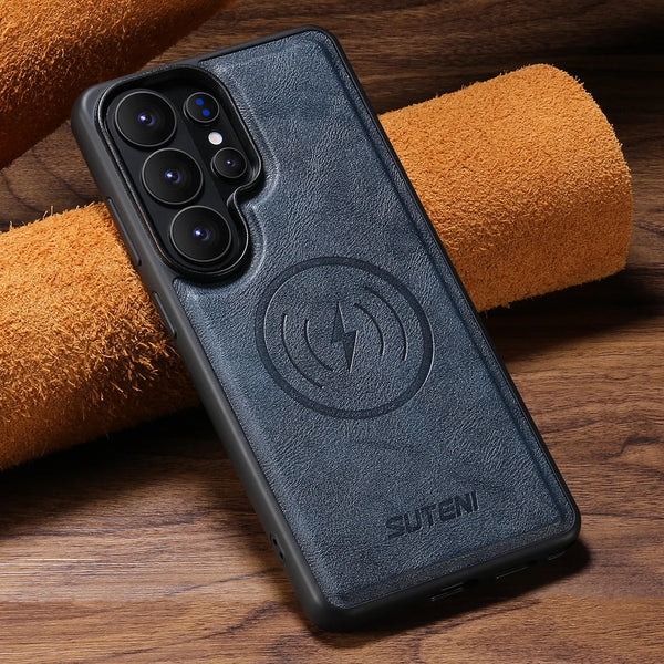SUTENI Frosted Feel Faux Leather Magnet Wireless Charging Phone Case  For Samsung Galaxy S26 Ultra S25 S24 S23 S22
