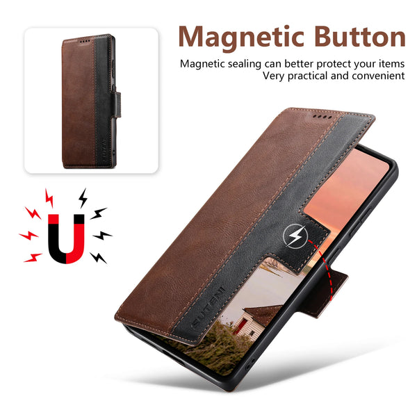 Faux Leather Wireless Charging Card Holder Stand Wallet Magnetic Flip Cover Phone Case For Samsung Galaxy S26 Ultra S25 S24 S23
