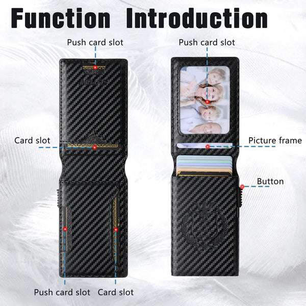 SUTENI Faux Leather For Men Wallet Card Slot Wallet Flip Cover Card Box Pressing The Button Automatically Ejects The Card
