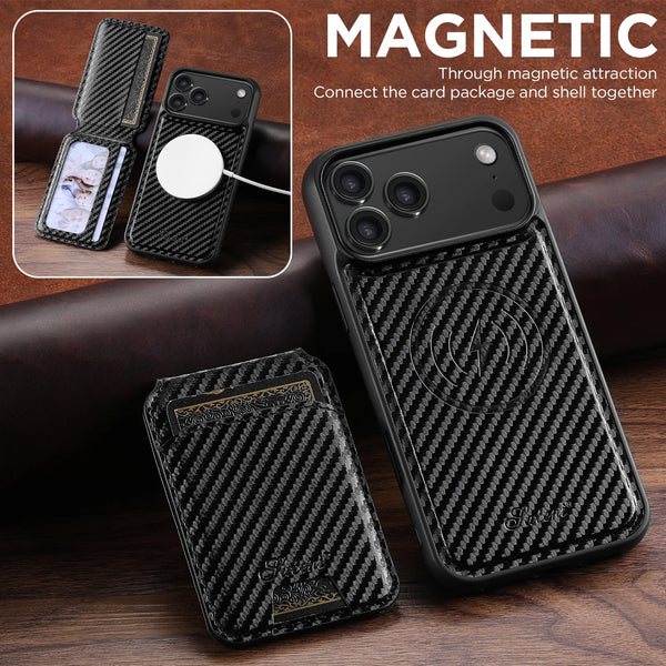 SUTENI Phone Case Magnet Wireless Charging Card Holder Stand Luxury Faux Leather For iPhone 17 Pro Max 16 Plus 15 14 13 12