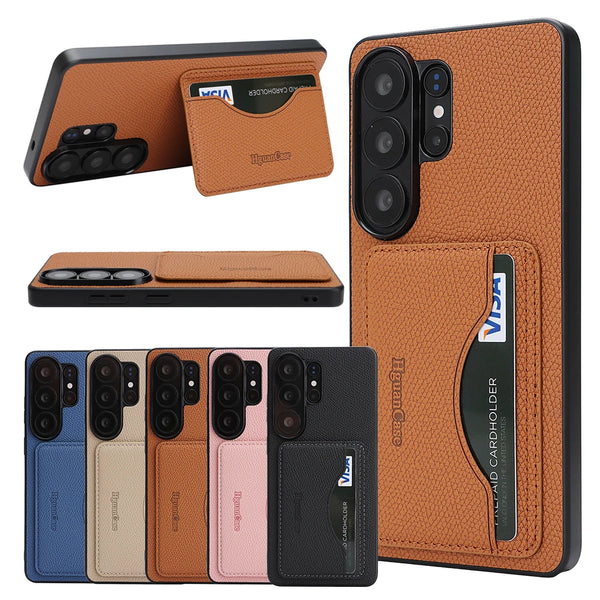 Card Slots Leather Case for Samsung Galaxy S26 Ultra S25 Plus S24 S23 S26U S25U S24U S23U Cards Holder Kickstand Phone Cover