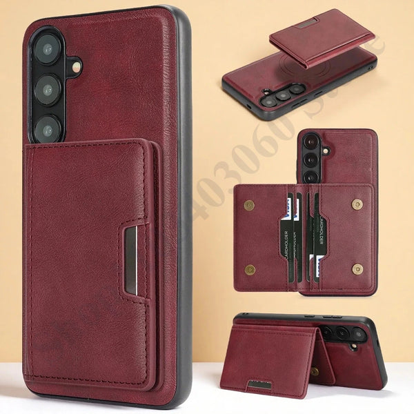 2 in 1 Leather Case for Samsung Galaxy A14 A15 A16 A17 A26 A34 A35 A36 A37 A52 A53 A54 A55 A56 A57 4G 5G Cards slots Phone Cover
