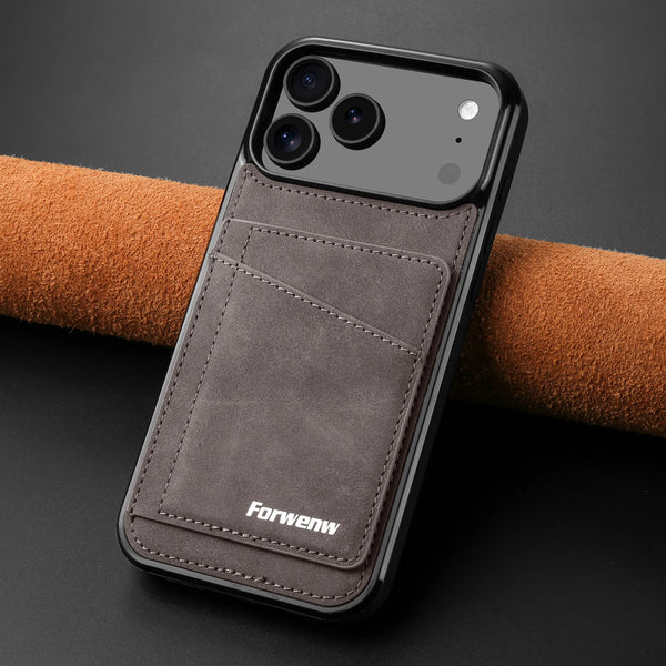 Leather Case For Iphone 17 Air 16 16e Promax 15 Pro 14 Plus 13 Mini 12 11 Iphone17 Kickstand Card SLots Cards Holder Phone Cover