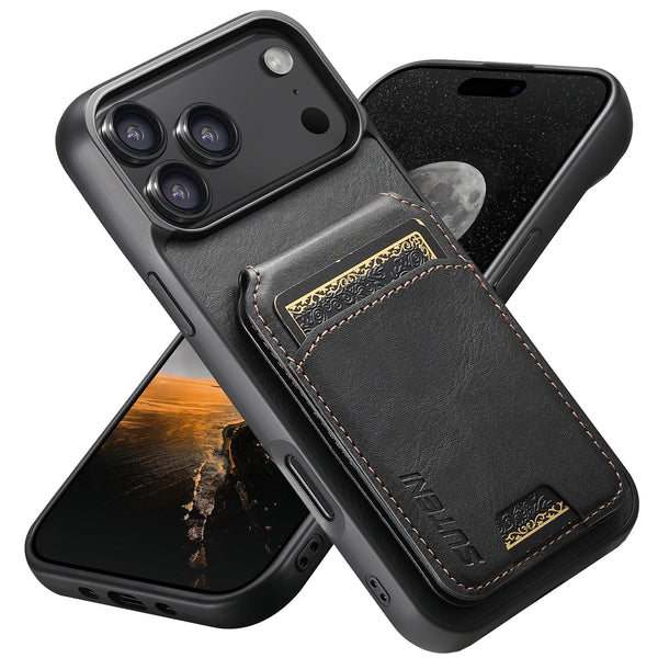 Wallet Kickstand SUTENI Luxury Leather Card Holder Cover For iPhone 17 16 15 14 13 12 11 Pro Plus X Xs XR Max Protective  Case