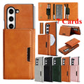 2 in 1 Leather Case for Samsung Galaxy Z Fold 7 6 5 4 3 Fold7 Magnetic Wireless Charging 7 Card Slots Kickstand Phone Cover