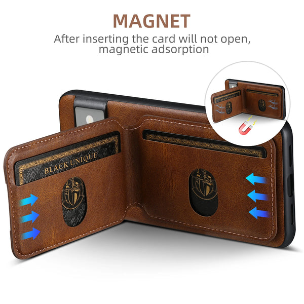 SUTENI Card Holder Leather Pocket Wallet Phone Case Stand For Google Pixel 8A 8Pro 7 7Pro 7A 6 6Pro 6A