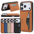 Leather Phone Case for Iphone 17 Promax 16 Pro Max 15 Plus 14 PM 13 12 17e 16e iphone17 Card Slots Holder Kickstand Phone Cover