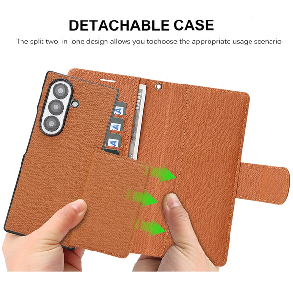 2 in 1 Leather Wallet Case for Samsung Galaxy Z Fold 7 6 5 4 3 Fold7 Fold6 Fold5 Cash Card Slots Phone Cover WIth Hand Strap