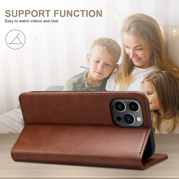 SUTENI Leather Wallet Phone Case Flip Cover Card Holder Bracket For iPhone 16 15 14 13 12 11 XR XS Pro Max Plus 7 8