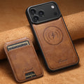 SUTENI Wireless Charging Faux Leather Magnet Card Holder Stand Picture Frame Phone Case For iPhone 17 Pro Max 16 Plus 15 14 13