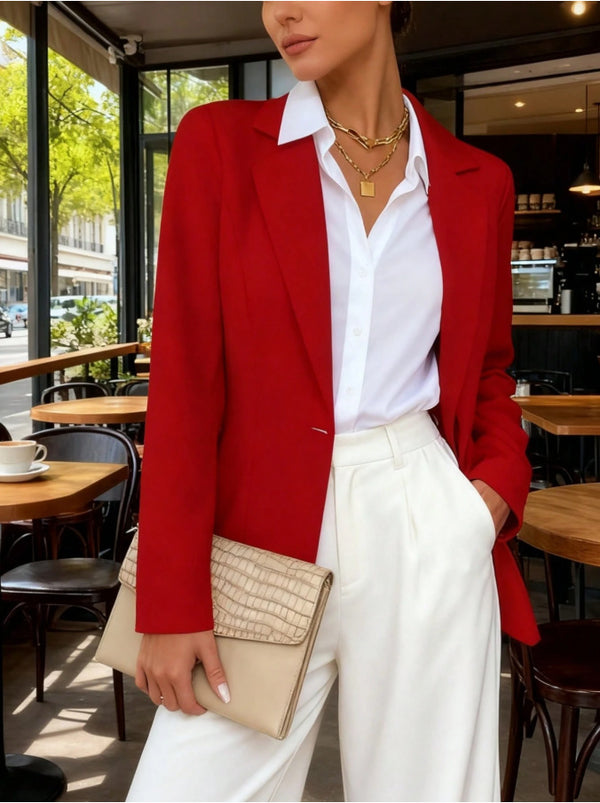Casual Fashion New Arrival Lapel Collar Long Waist-Cinched Long-Sleeve Blazer