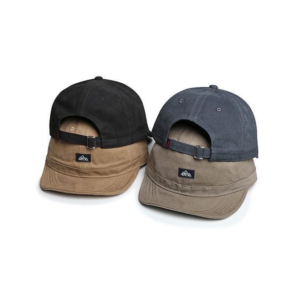 Men's Solid Color Round-top Sewn Label Letter Short Brim Casual Style Baseball Cap Suitable For Outdoor Outings, Mountain Climbing, Sun Protection, Daily Commuting.