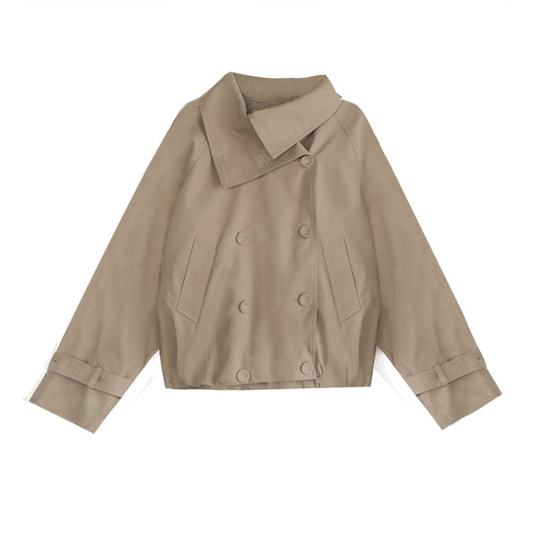 Double-breasted Stand-up Collar British-style Trench Coat Jacket