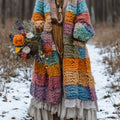 Rainbow-print Womens Hooded Dress-cape