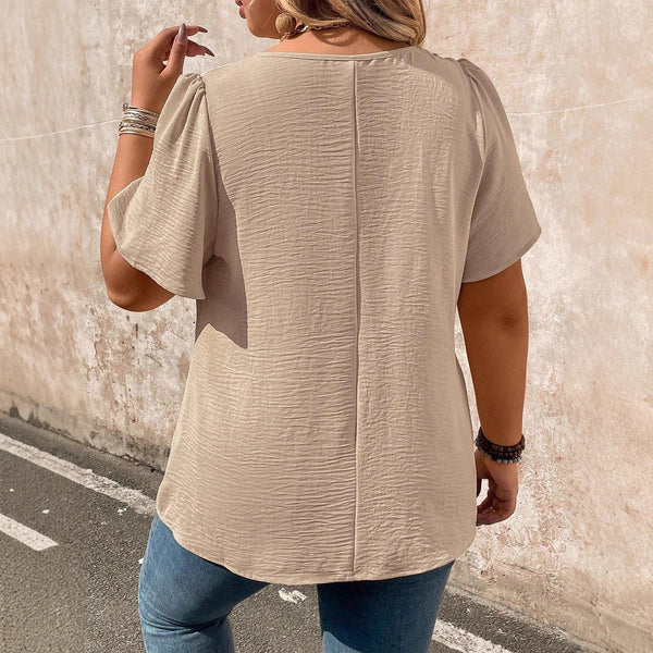 Women's V-neck Short-sleeve Chiffon Top