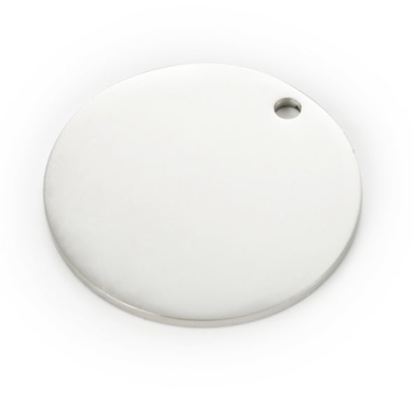 Stainless Steel Mirror Polished  Disc Round Dog Tag Charm Pendant For Bracelet Necklace DIY Jewelry Key Ring