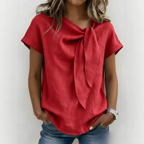 Women's Summer Short Sleeve Casual T-Shirt - Cotton Blend Lightweight Everyday Top For Daily Wear