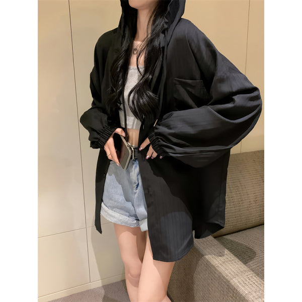 SpringSummer All-Match Mid-Length Loose Cardigan With Hood