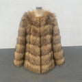 Coat Womens Faux Raccoon Patchwork Synthetic Fur Overcoat