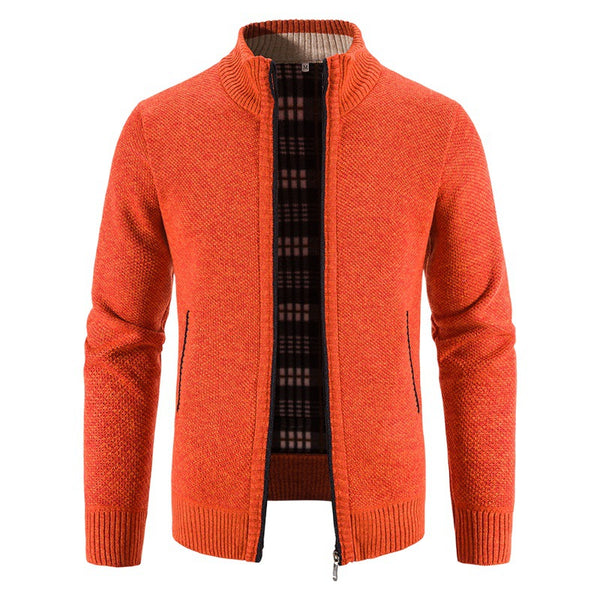 Men's Fleece-lined Thickening Stand Collar Fleece Cardigan