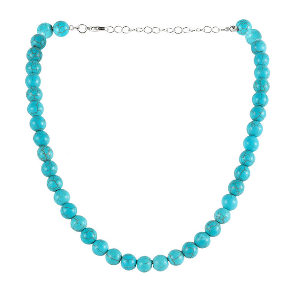 Simple Retro Turquoise Round Bead Necklace