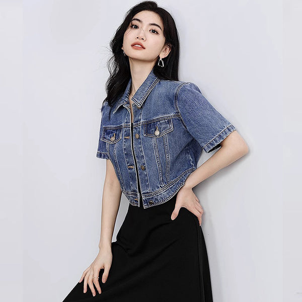 Retro-style Figure-flattering Versatile Straight-cut Jacket With Notch Lapels