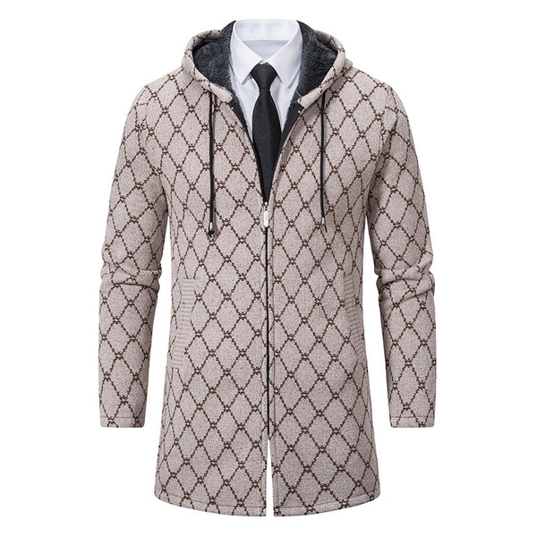 Men's Mid-length Sweater Fashion Casual Hooded Coat