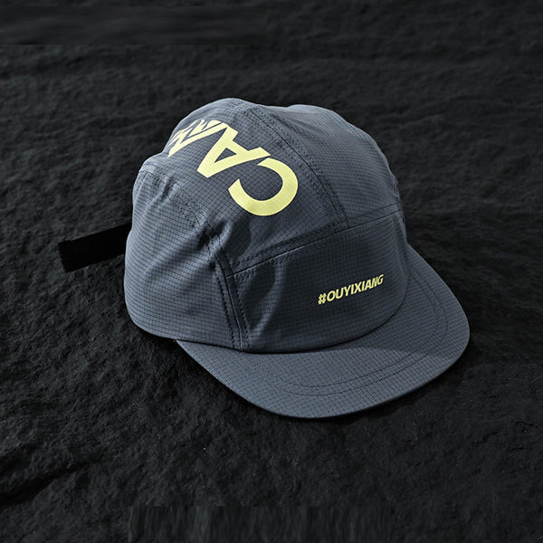 Men's Solid Color Fine Mesh Printed CA Quick-drying Soft-brim Casual Flat-brim Baseball Cap Suitable For Outdoor Travel, Hiking, Fishing
