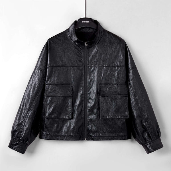Women's Leather Top Loose All-matching European And American Style Short Coat