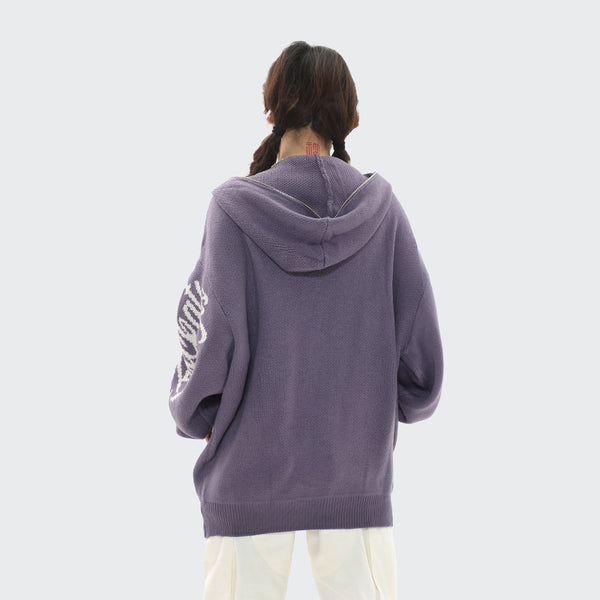 Star Yarn Dyed Loose Hooded Sweater