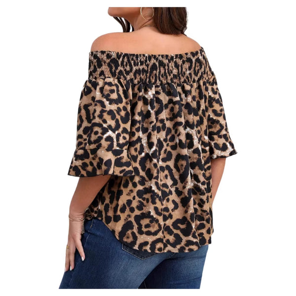 Womens Loose-fit Leopard-print Shirt