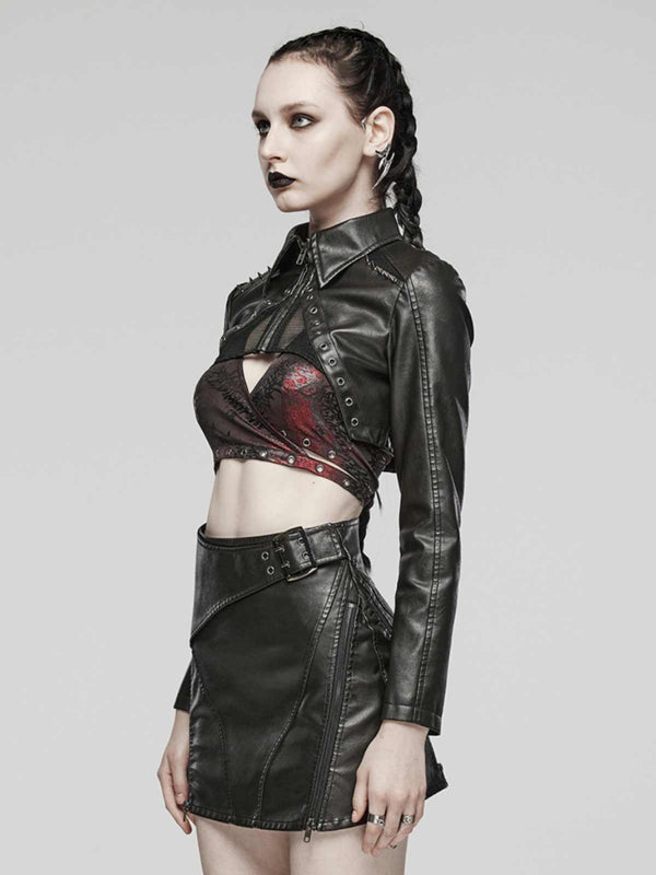 Women's Dark Sweet Cool Short Leather Coat