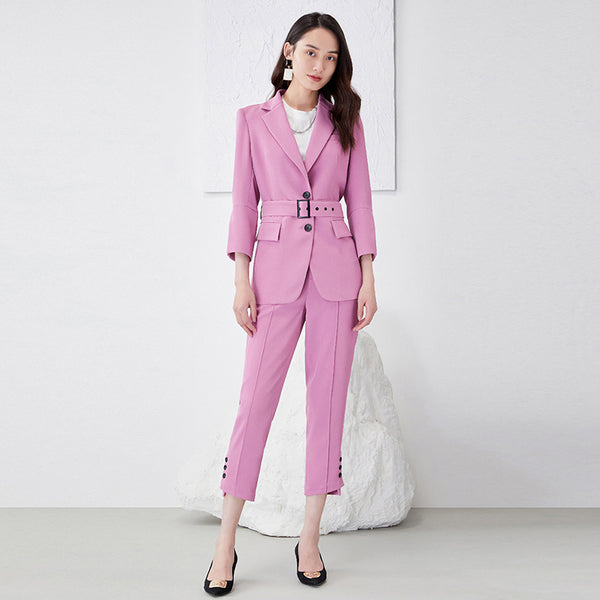 Solid-color Three-quarter-sleeve Casual Blazer For Women