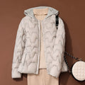 Womens Cropped Knit Beanie And Trendy V-neck Loose Down Jacket