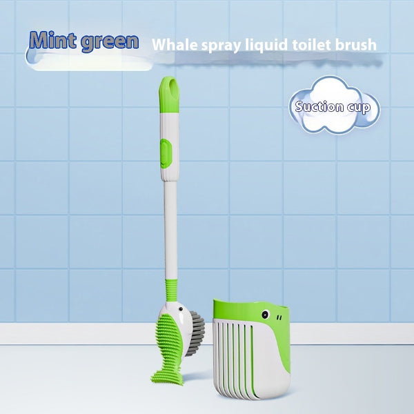 Squirt Whale Toilet Brush 360-Degree Cleaning Brush With Silicone Head Hanging Hole Design Wall-mounted Toilet Brush