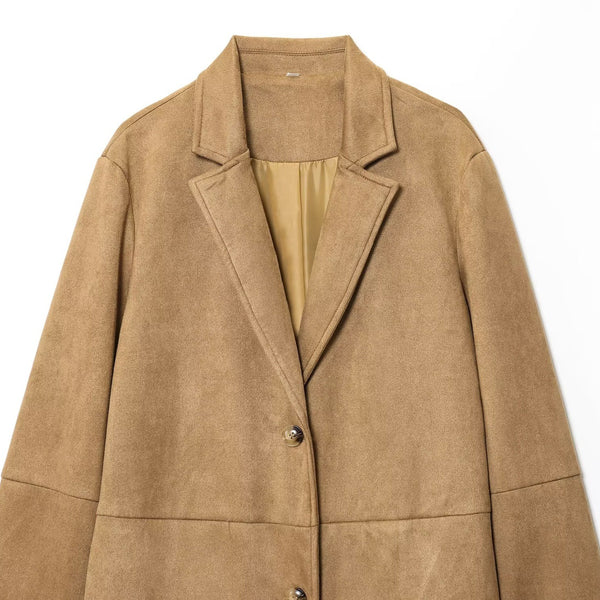 New Fashion Loose Casual Elegant Minimalist Suede Coat Jacket