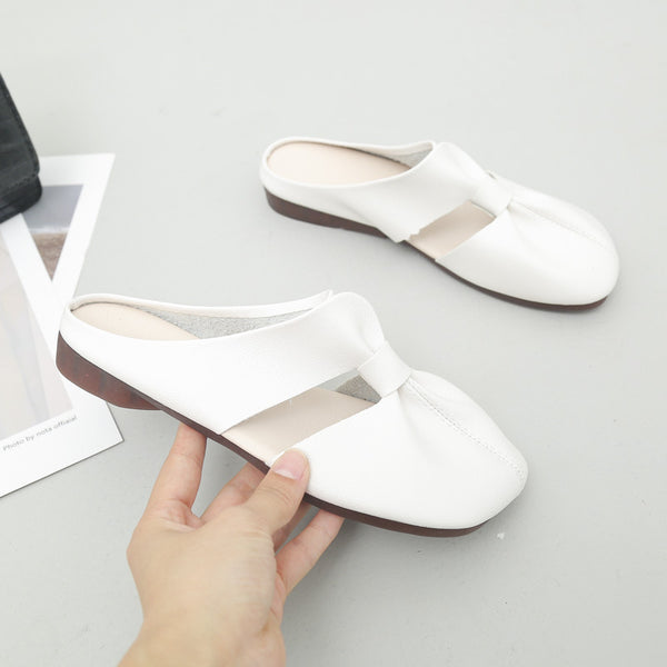 Flat-Soled Soft-Soled Lazy Casual Closed-Toe Half Slippers Mother Shoes