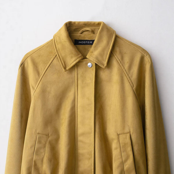 Women's Fashion Suede Bomber Jacket Coat