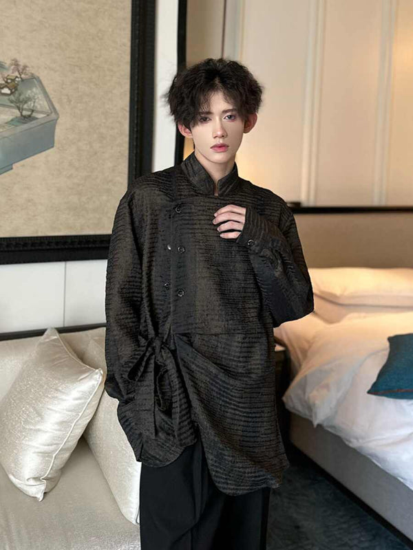 Men's Textured Irregular Patchwork Shirt
