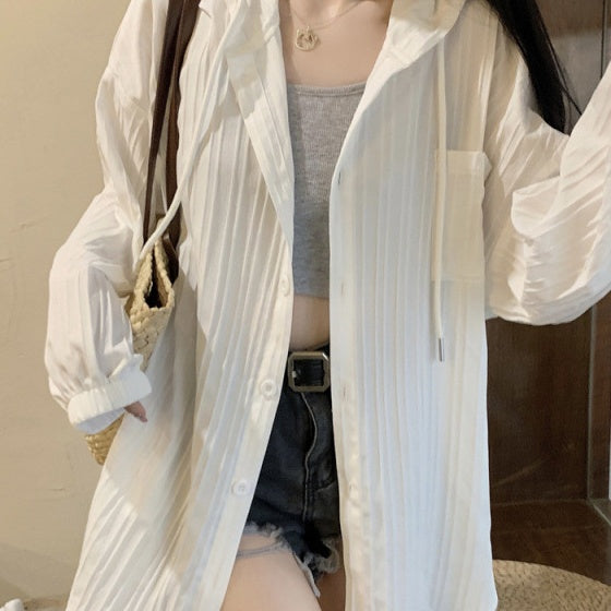 SpringSummer All-Match Mid-Length Loose Cardigan With Hood