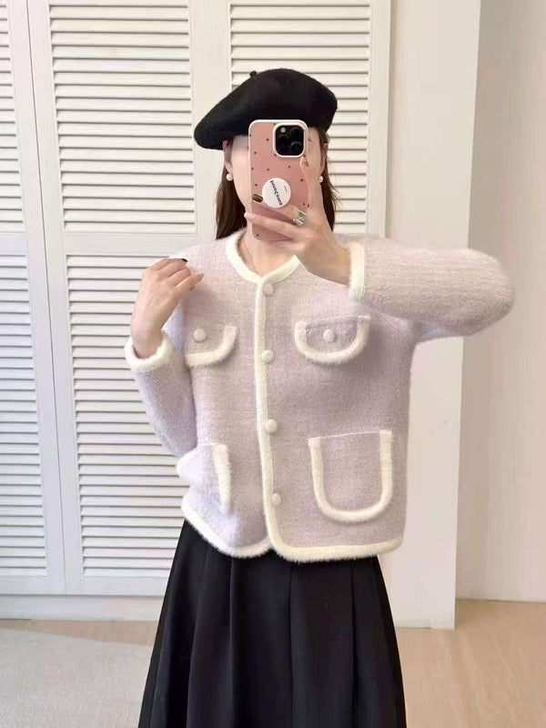 AutumnWinter New Arrival French Chic Mink Fur High-End Elegant Knitted Cardigan