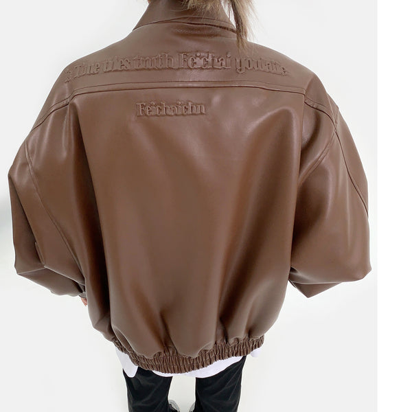 Troniche Steel Stamp PU Leather Motorcycle Jacket For Women