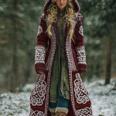 Long Loose-fitting Hooded Coat With A 3D Digital Print