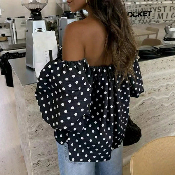 Off-shoulder Lantern-sleeve Short Top For Women