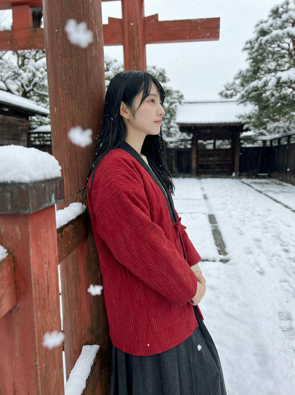 Women's Haori, Women's Warm Coat, Women's Japanese Style Padded Jacket, Japanese Style Indoor Wear, Lightweight & Warm Printed Coat, Japanese Traditional Clothing, Oversized Padded Jacket With Pockets