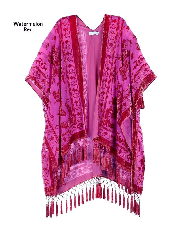 Fashionable Bohemian Style Velvet Long Handmade Fringed Shawl